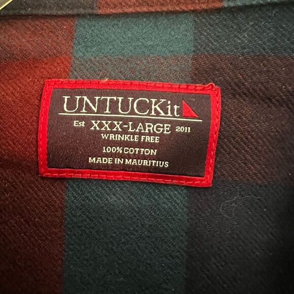 UNTUCKit Mens Shirt Long Sleeves Button Up Wrinkle Free Plaid Blue Red Size 3XL - Picture 2 of 11